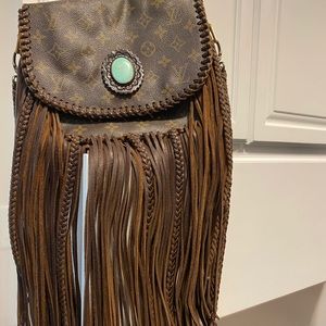 Vintage Boho World Traveler LV Fringe Bag